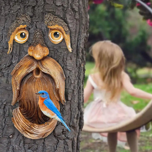 Comedero para pájaros “Cara de Árbol” – Dale vida y magia a tu jardín 🐦