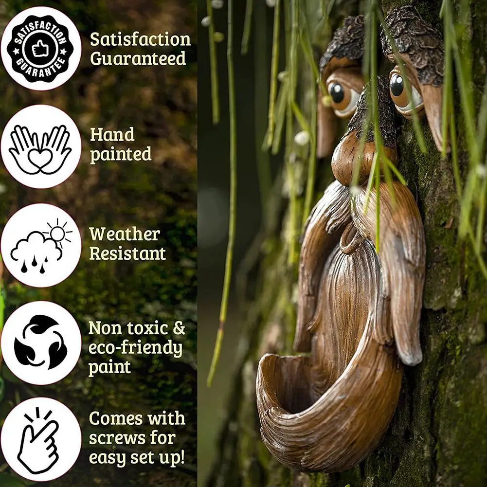 Comedero para pájaros “Cara de Árbol” – Dale vida y magia a tu jardín 🐦