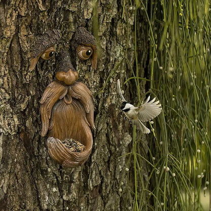 Comedero para pájaros “Cara de Árbol” – Dale vida y magia a tu jardín 🐦