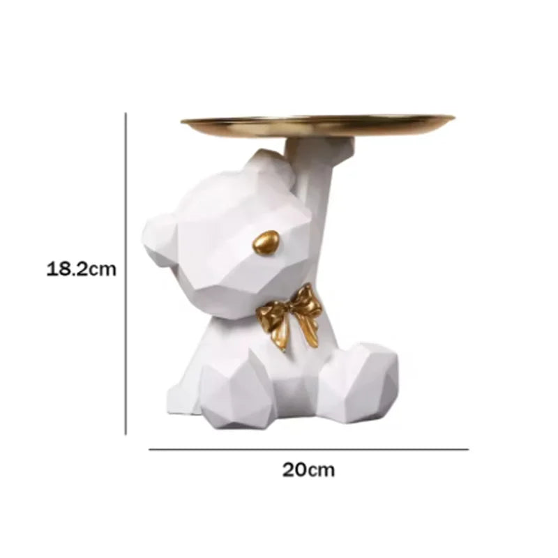Bandeja geométrica Kawaii de oso y mariposa – Decoración y estilo en tu hogar