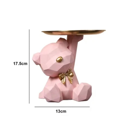 Bandeja geométrica Kawaii de oso y mariposa – Decoración y estilo en tu hogar