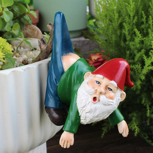 Gnomo travieso colgante para macetas – ¡El rey del jardín friki! 🧙‍♂️