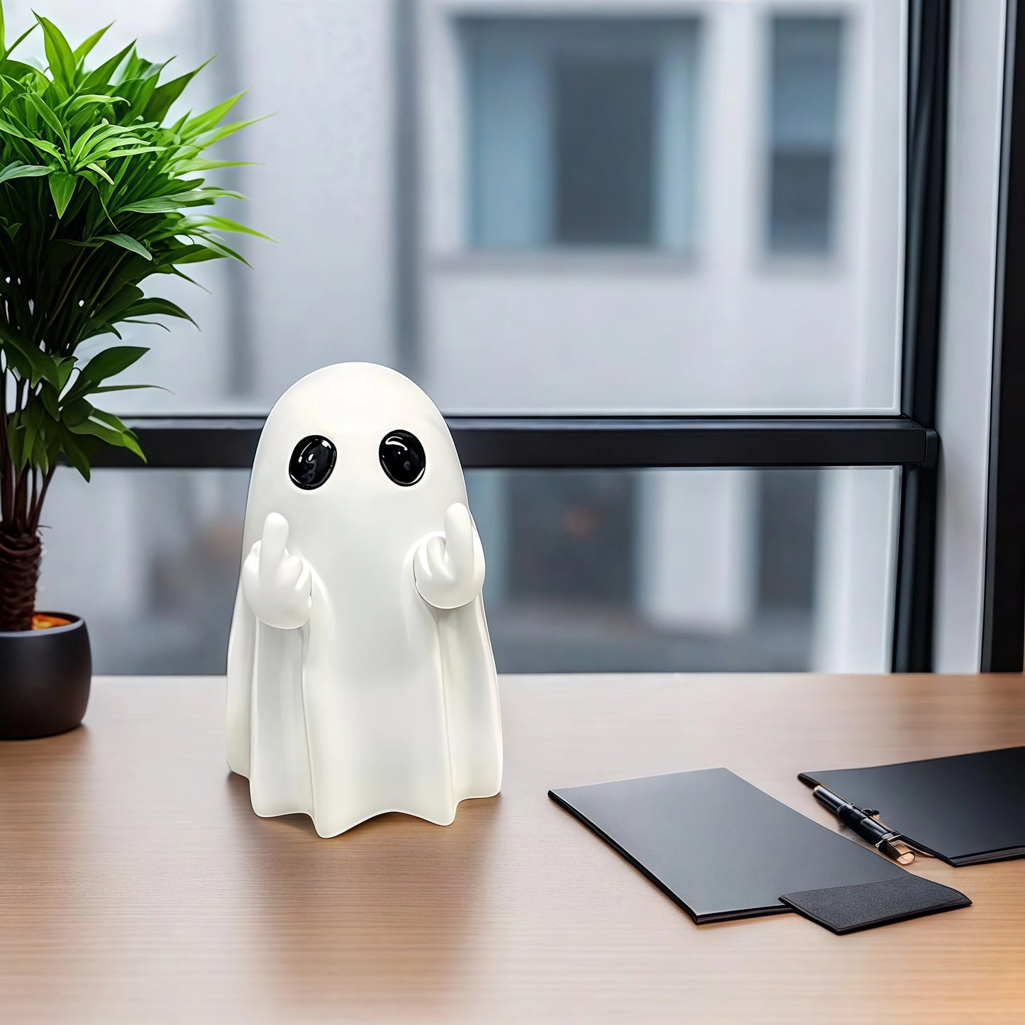 Fantasma rebelde sacando el dedo