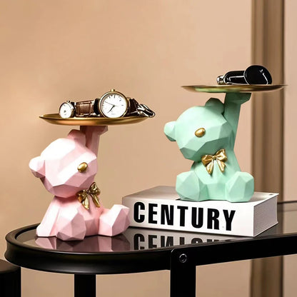 Bandeja geométrica Kawaii de oso y mariposa – Decoración y estilo en tu hogar